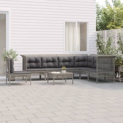 vidaXL Set de muebles de jardín 8 pzas y cojines ratán sintético gris