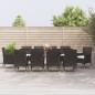 vidaXL Set de comedor jardín 11 pzas con cojines ratán sintético negro vidaXL Set de comedor jardín 11 pzas con cojines ratán sintético negro