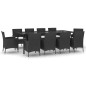vidaXL Set de comedor jardín 11 pzas con cojines ratán sintético negro vidaXL Set de comedor jardín 11 pzas con cojines ratán sintético negro