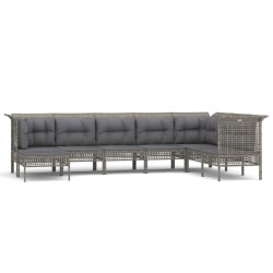 vidaXL Set de muebles de jardín 8 pzas y cojines ratán sintético gris
