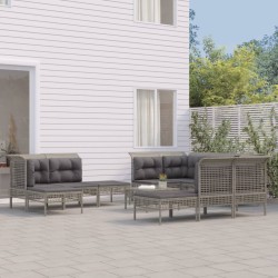 vidaXL Set de muebles de jardín 11 pzas y cojines ratán sintético gris