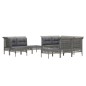 vidaXL Set de muebles de jardín 11 pzas y cojines ratán sintético gris vidaXL Set de muebles de jardín 11 pzas y cojines ratán sintético gris