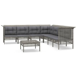 vidaXL Set de muebles de jardín 8 pzas y cojines ratán sintético gris