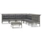 vidaXL Set de muebles de jardín 8 pzas y cojines ratán sintético gris vidaXL Set de muebles de jardín 8 pzas y cojines ratán sintético gris