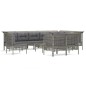 vidaXL Set de muebles de jardín 11 pzas y cojines ratán sintético gris vidaXL Set de muebles de jardín 11 pzas y cojines ratán sintético gris