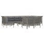 vidaXL Set de muebles de jardín 11 pzas y cojines ratán sintético gris vidaXL Set de muebles de jardín 11 pzas y cojines ratán sintético gris