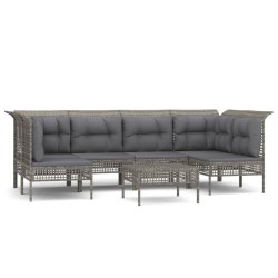 vidaXL Set de muebles de jardín 7 pzas y cojines ratán sintético gris