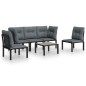 vidaXL Juego de muebles de jardín 6 pzas ratán sintético negro y gris
