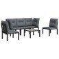 vidaXL Juego de muebles de jardín 6 pzas ratán sintético negro y gris