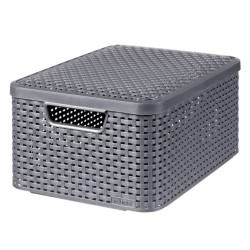 Curver Caja de almacenamiento con tapa Style M 18L plateado metálico