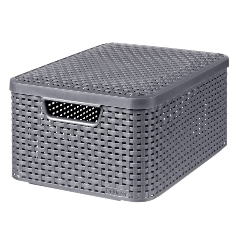 Curver Caja de almacenamiento con tapa Style M 18L plateado metálico Curver Caja de almacenamiento con tapa Style M 18L plateado metálico