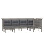 vidaXL Set de muebles de jardín 6 pzas y cojines ratán sintético gris vidaXL Set de muebles de jardín 6 pzas y cojines ratán sintético gris