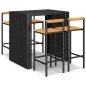 vidaXL Mesa bar y taburetes jardín 5 pzas madera acacia ratán PE negro vidaXL Mesa bar y taburetes jardín 5 pzas madera acacia ratán PE negro