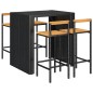 vidaXL Mesa bar y taburetes jardín 5 pzas madera acacia ratán PE negro vidaXL Mesa bar y taburetes jardín 5 pzas madera acacia ratán PE negro