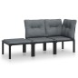 vidaXL Juego de muebles jardín 3 pzas ratán sintético negro y gris