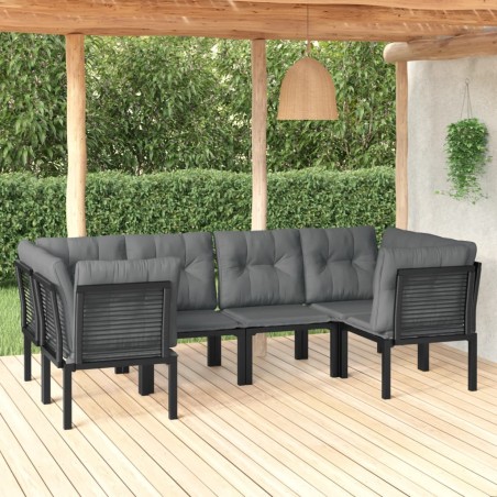 vidaXL Juego de muebles de jardín 6 pzas ratán sintético negro y gris