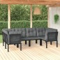 vidaXL Juego de muebles de jardín 6 pzas ratán sintético negro y gris vidaXL Juego de muebles de jardín 6 pzas ratán sintético negro y gris