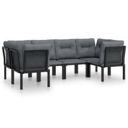 vidaXL Juego de muebles de jardín 6 pzas ratán sintético negro y gris
