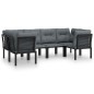 vidaXL Juego de muebles de jardín 6 pzas ratán sintético negro y gris vidaXL Juego de muebles de jardín 6 pzas ratán sintético negro y gris