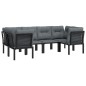 vidaXL Juego de muebles de jardín 6 pzas ratán sintético negro y gris vidaXL Juego de muebles de jardín 6 pzas ratán sintético negro y gris