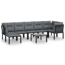 vidaXL Juego de muebles de jardín 8 pzas ratán sintético negro y gris