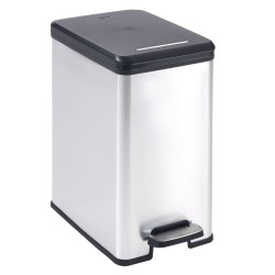 Curver Papelera de pedal estrecha Deco plateada 25 L