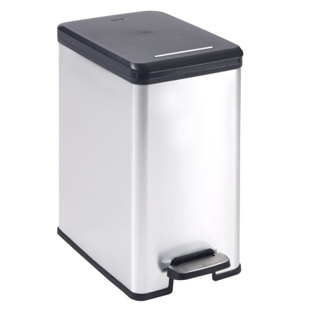 Curver Papelera de pedal estrecha Deco plateada 25 L