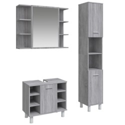 vidaXL Set de muebles de baño 3 pzas madera contrachapada gris sonoma