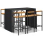 vidaXL Mesa bar y taburetes jardín 7 pzas madera acacia ratán PE negro vidaXL Mesa bar y taburetes jardín 7 pzas madera acacia ratán PE negro