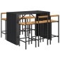 vidaXL Mesa bar y taburetes jardín 7 pzas madera acacia ratán PE negro vidaXL Mesa bar y taburetes jardín 7 pzas madera acacia ratán PE negro