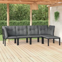 vidaXL Juego de muebles de jardín 5 pzas ratán sintético negro y gris