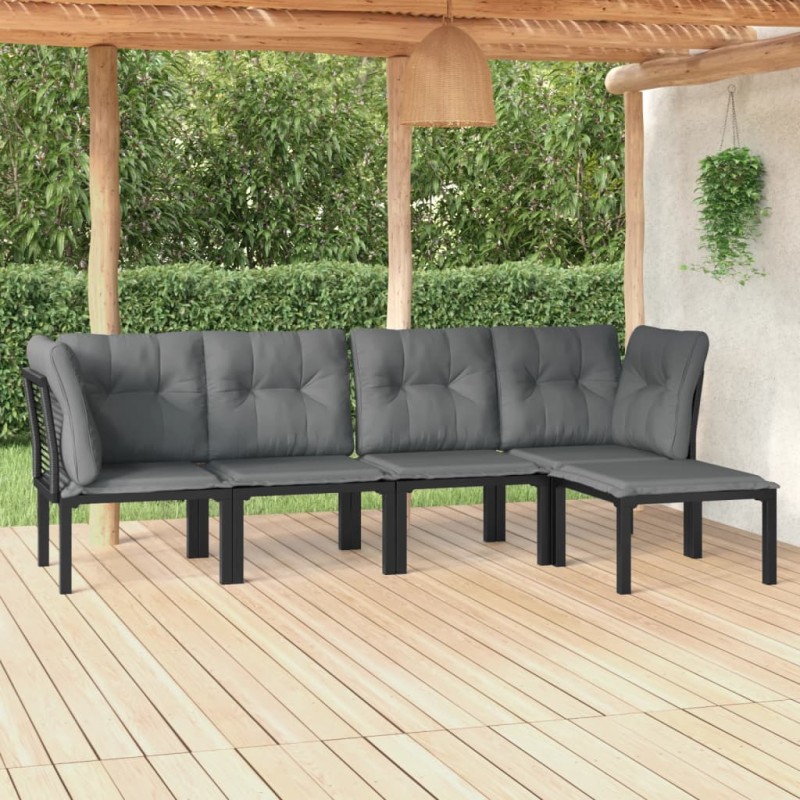vidaXL Juego de muebles de jardín 5 pzas ratán sintético negro y gris