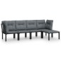 vidaXL Juego de muebles de jardín 5 pzas ratán sintético negro y gris