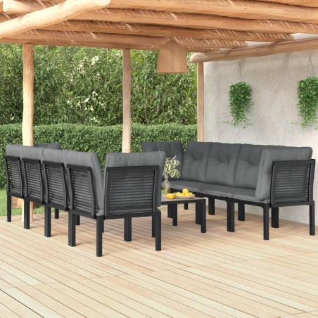 vidaXL Juego de muebles de jardín 9 pzas ratán sintético negro y gris
