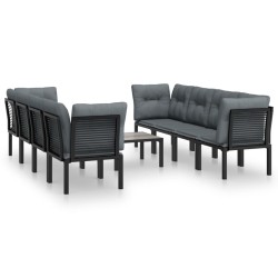 vidaXL Juego de muebles de jardín 9 pzas ratán sintético negro y gris