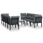 vidaXL Juego de muebles de jardín 9 pzas ratán sintético negro y gris vidaXL Juego de muebles de jardín 9 pzas ratán sintético negro y gris