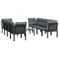 vidaXL Juego de muebles de jardín 9 pzas ratán sintético negro y gris vidaXL Juego de muebles de jardín 9 pzas ratán sintético negro y gris