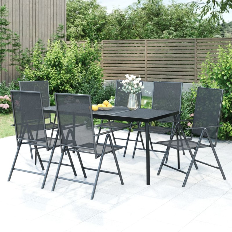 vidaXL Juego de comedor de jardín 7 piezas acero gris antracita vidaXL Juego de comedor de jardín 7 piezas acero gris antracita