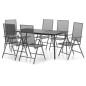 vidaXL Juego de comedor de jardín 7 piezas acero gris antracita vidaXL Juego de comedor de jardín 7 piezas acero gris antracita