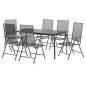 vidaXL Juego de comedor de jardín 7 piezas acero gris antracita vidaXL Juego de comedor de jardín 7 piezas acero gris antracita