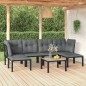 vidaXL Juego de muebles de jardín 7 pzas ratán sintético negro y gris vidaXL Juego de muebles de jardín 7 pzas ratán sintético negro y gris