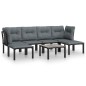vidaXL Juego de muebles de jardín 7 pzas ratán sintético negro y gris vidaXL Juego de muebles de jardín 7 pzas ratán sintético negro y gris