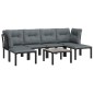 vidaXL Juego de muebles de jardín 7 pzas ratán sintético negro y gris vidaXL Juego de muebles de jardín 7 pzas ratán sintético negro y gris
