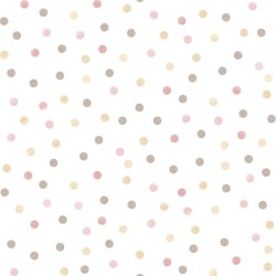 Noordwand Papel pintado Mondo baby Confetti Dots blanco, rosa y marrón