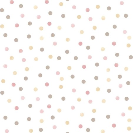 Noordwand Papel pintado Mondo baby Confetti Dots blanco, rosa y marrón