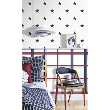 Noordwand Papel pintado Friends&Coffee Little Stars azul y blanco