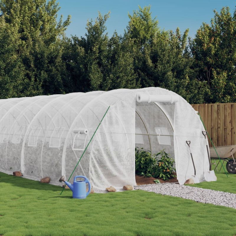 vidaXL Invernadero con estructura de acero blanco 60 m² 20x3x2 m vidaXL Invernadero con estructura de acero blanco 60 m² 20x3x2 m