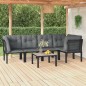 vidaXL Juego de muebles de jardín 6 pzas ratán sintético negro y gris vidaXL Juego de muebles de jardín 6 pzas ratán sintético negro y gris