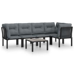 vidaXL Juego de muebles de jardín 6 pzas ratán sintético negro y gris