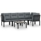vidaXL Juego de muebles de jardín 6 pzas ratán sintético negro y gris vidaXL Juego de muebles de jardín 6 pzas ratán sintético negro y gris